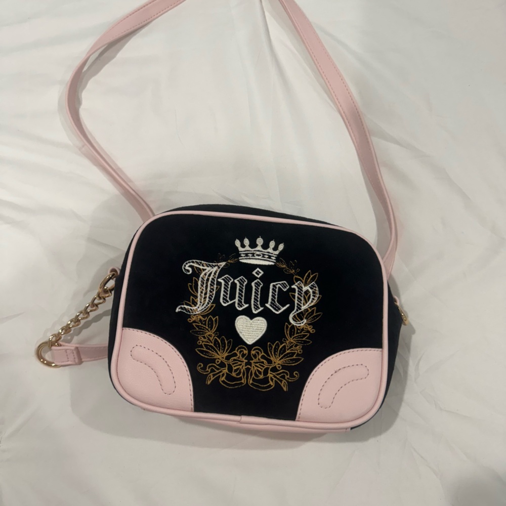Juicy Couture velvet pink black crossbody bag